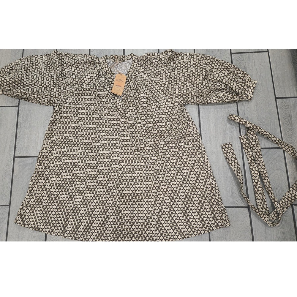 Faherty Coastal Poplin Kaia Mini Dress Bloom Trail Floral Black Cream Large NEW